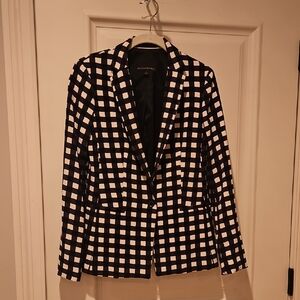 Black and White Checkered Women's Blazer